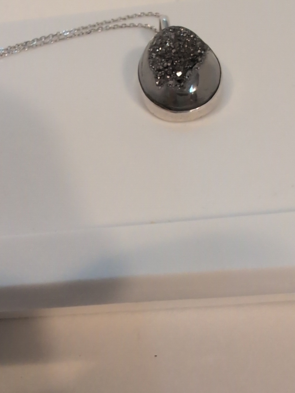 Sterling Druzy Necklace Pendant Sterling Chain Italy
